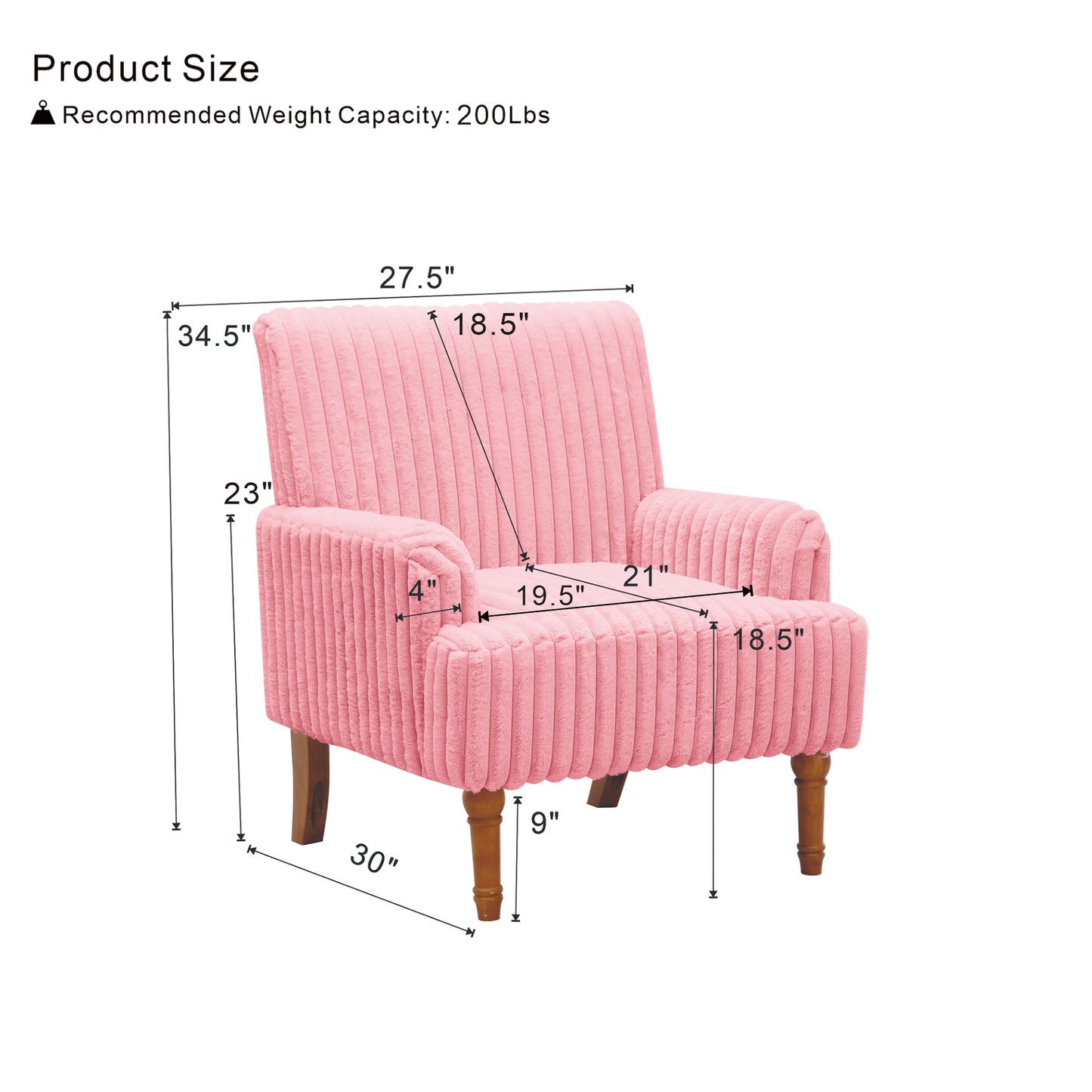 Mid-Century Pink Corduroy Sofa - Soft Comfort, Solid Wood Legs