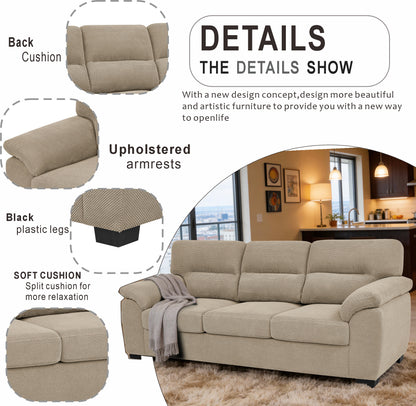 Camel Sofa - 3-Seat Contemporary Couch