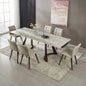 1+6 Retractable Imitation  Sintered stone Table Expandable 63" to 94.48" Seats 6  Person Heat Resistant Scratch proof Heavy Duty Carbon DARK WALNUT SOLID WOOD base for Home Kitchen Living Room Table