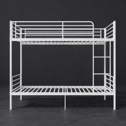 Twin Bunk Bed with Ladder - White Metal Frame