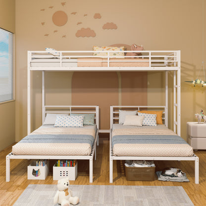 Twin Size Metal Bunk Bed Frame - 3 Bunk Beds for Bedroom