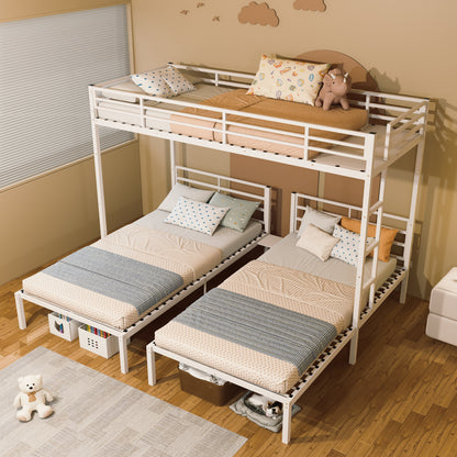 Twin Size Metal Bunk Bed Frame - 3 Bunk Beds for Bedroom