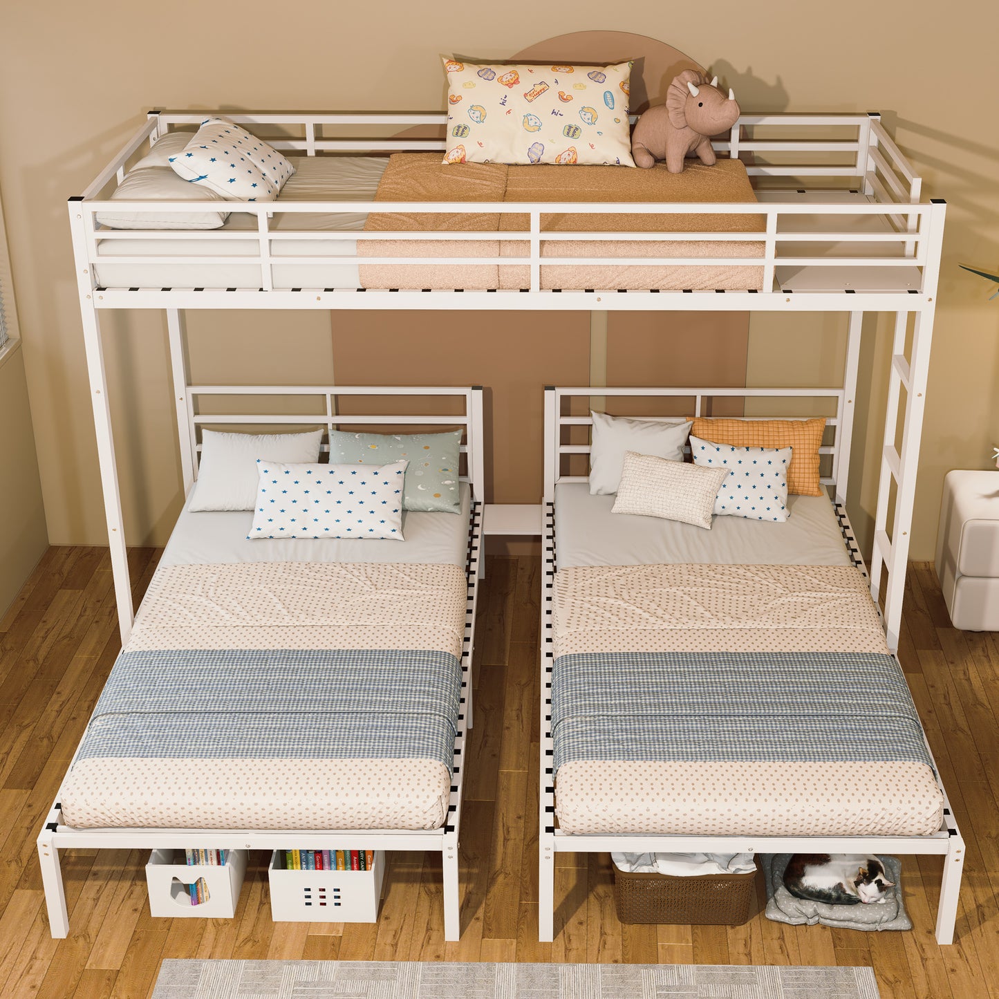 Twin Size Metal Bunk Bed Frame - 3 Bunk Beds for Bedroom