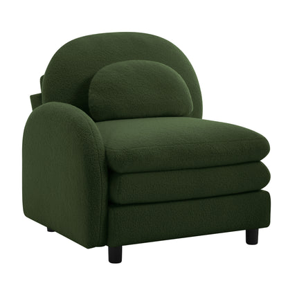 Vitoria Curved Sofa LSF Teddy Fabric W/Pillow -Green