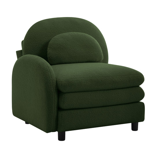Vitoria Curved Sofa LSF Teddy Fabric W/Pillow -Green