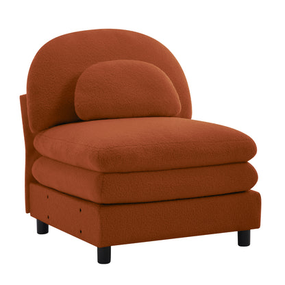 Vitoria Curved Armless Sofa Teddy Fabric W/Pillow -Orange
