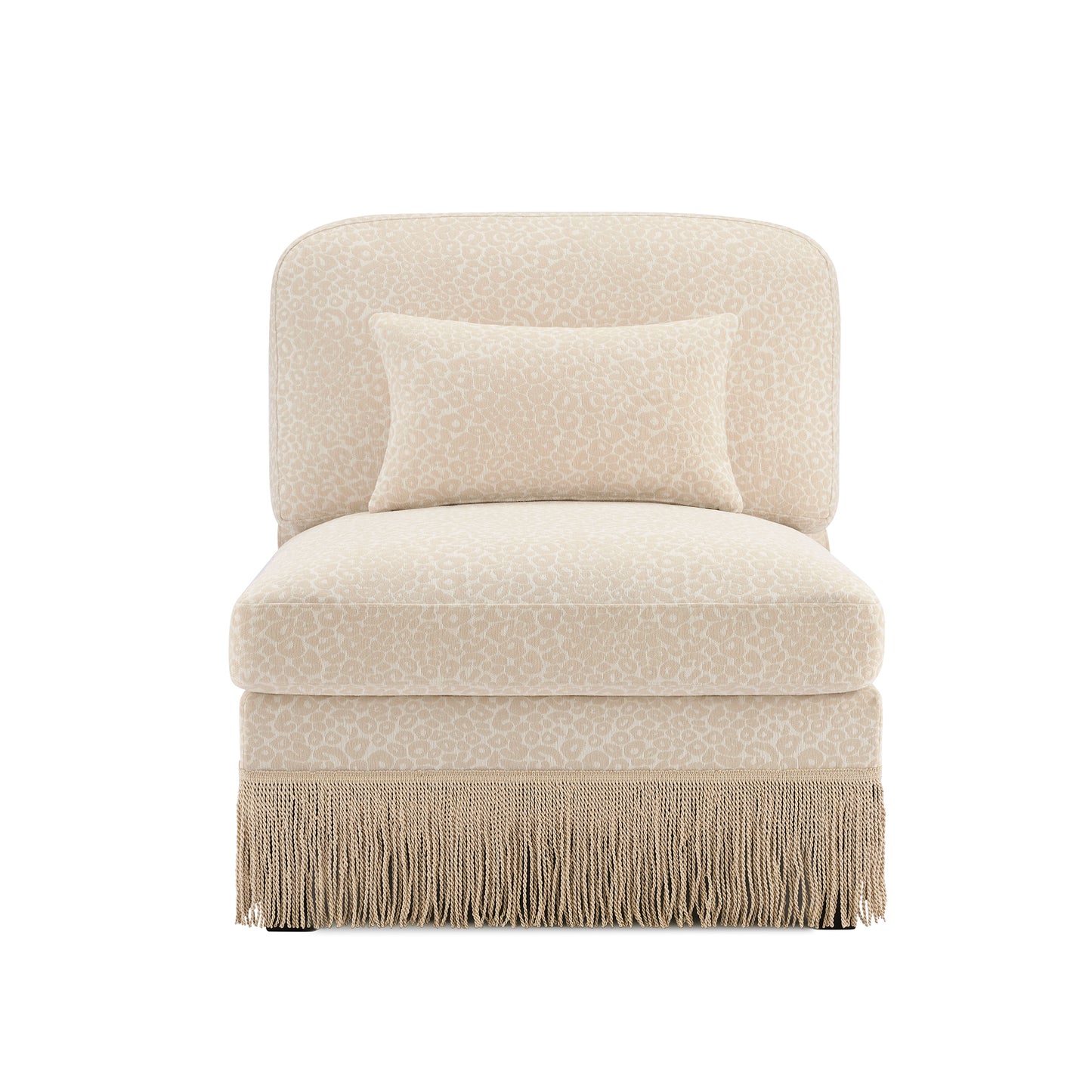 Armless Sofa Leopard Chenille W/1 Pillow -Beige Coffee