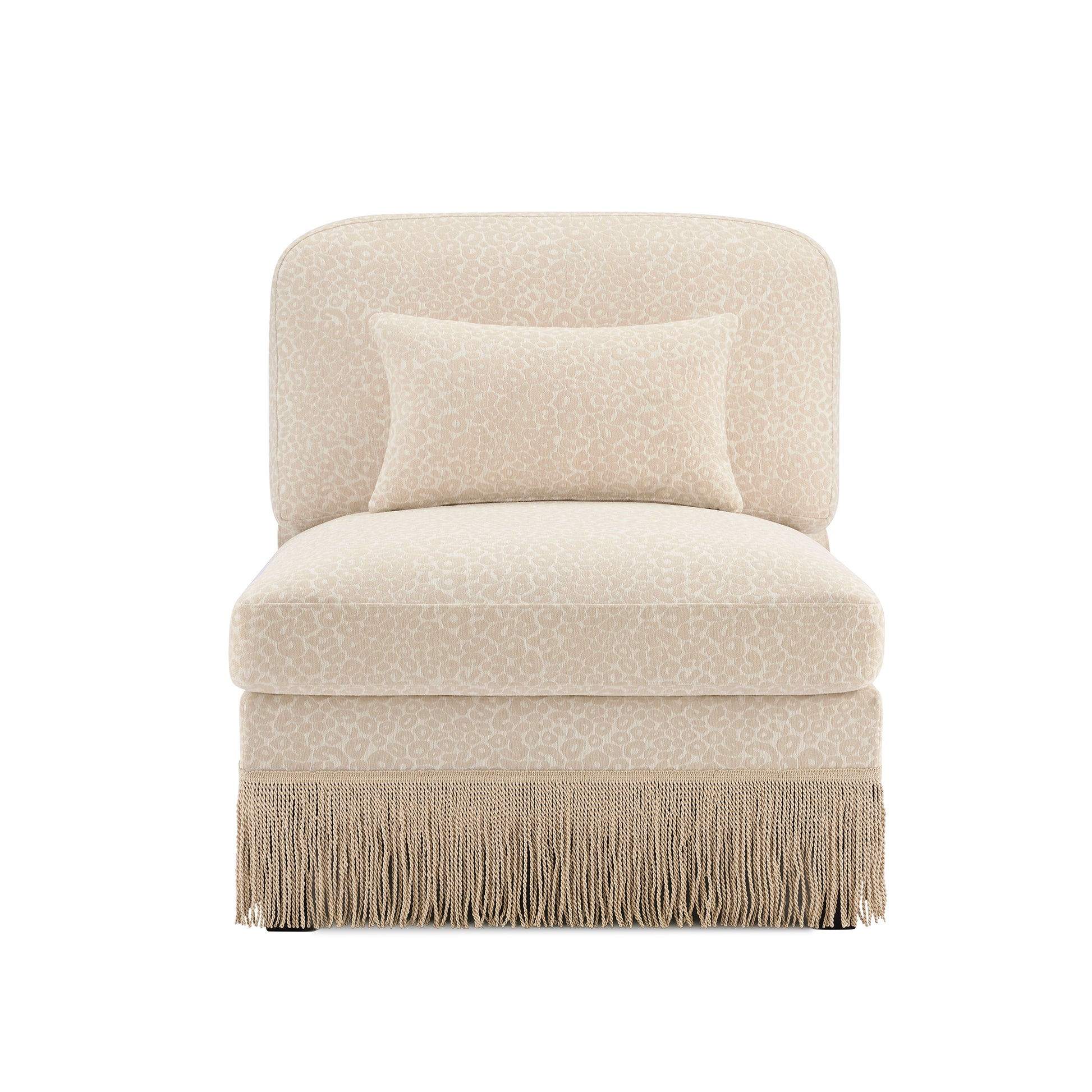 Armless Sofa Leopard Chenille W/1 Pillow -Beige Coffee