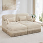 Comfy Chenille Leopard Printing Loveseat Sofa,Delicate Tassel Edge,Movable Ottomans,Modern Fashion Style,Ergonomic Back and Seat Design,Easy Assembly,Deep Seat Couch for Living Room,Beige Coffee