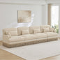 131" Comfy Chenille Leopard Printing 4-Seater Sofa,Delicate Tassel Edge,Modern Fashion Modular Sectional Couch,Ergonomic Back and Seat Design,Easy Assembly,Deep Seat Design for Living Room,Beige Coffe