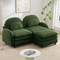 Teddy Fabric Soft Cloud-like Loveseat Sofa,Curved Backrest and Armrest with Curved Lumbar Pillows, Sectional 2 Seater Modular Couch with Movable Ottoman and Supportive Double-layer cushion, Green