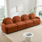 Teddy Fabric Soft Cloud-like 4-Seat Sofa,Curved Backrest and Armrest with Curved Lumbar Pillows, Modular 4 Seater Couch with Supportive Double-layer cushion, Orange