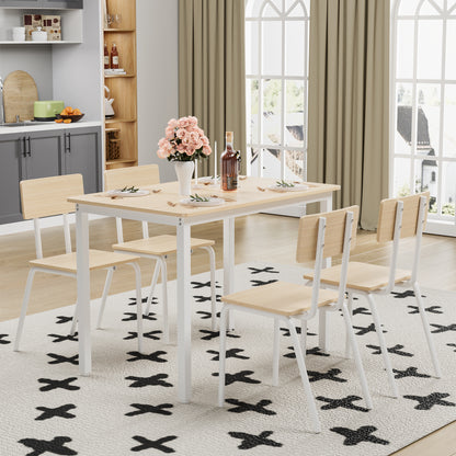 4-Person Oak Dining Table Set with 4 Chairs - Kitchen Table for Dining Room