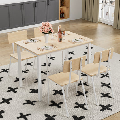 4-Person Oak Dining Table Set with 4 Chairs - Kitchen Table for Dining Room