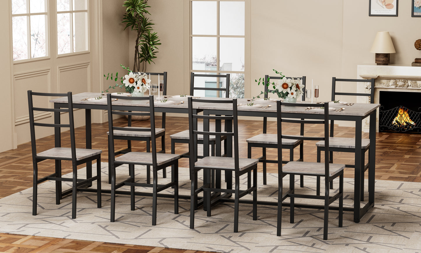 Gray MDF Dining Table Set - 4 Chairs Kitchen Desk