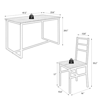Gray MDF Dining Table Set - 4 Chairs Kitchen Desk