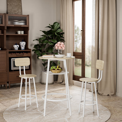White Oak Counter Height Table Set with 2 Bar Stools