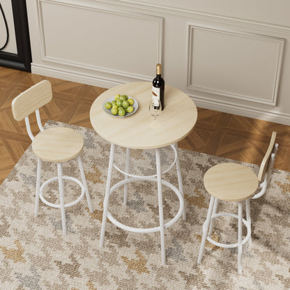 White Oak Counter Height Table Set with 2 Bar Stools