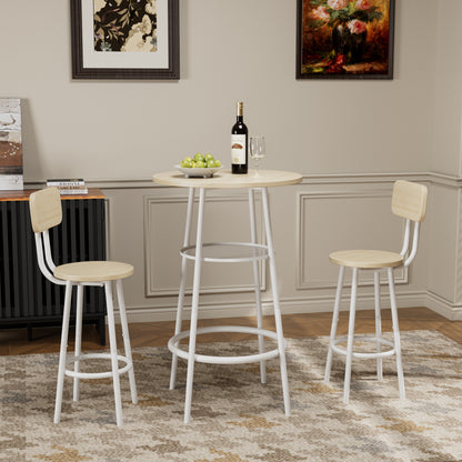 White Oak Counter Height Table Set with 2 Bar Stools
