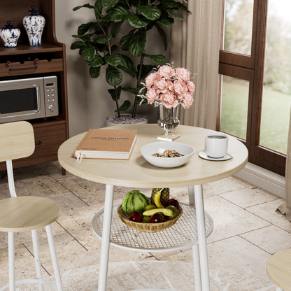 White Oak Counter Height Table Set with 2 Bar Stools