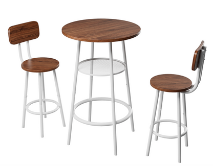 Round Wood Dining Set with Stools for Kitchen and Cafe Use for Dining Room