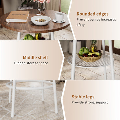 Round Wood Dining Set with Stools for Kitchen and Cafe Use for Dining Room