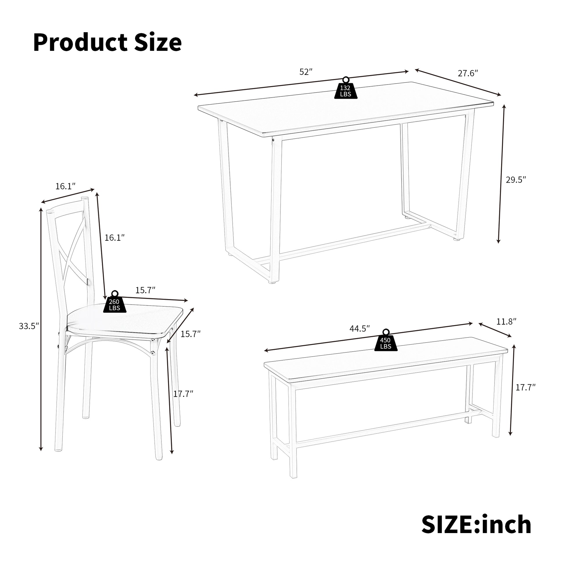 Dark Walnut Industrial Dining Set with Steel Frame and Chairs for Dining Room