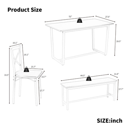 Dark Walnut Industrial Dining Set with Steel Frame and Chairs for Dining Room