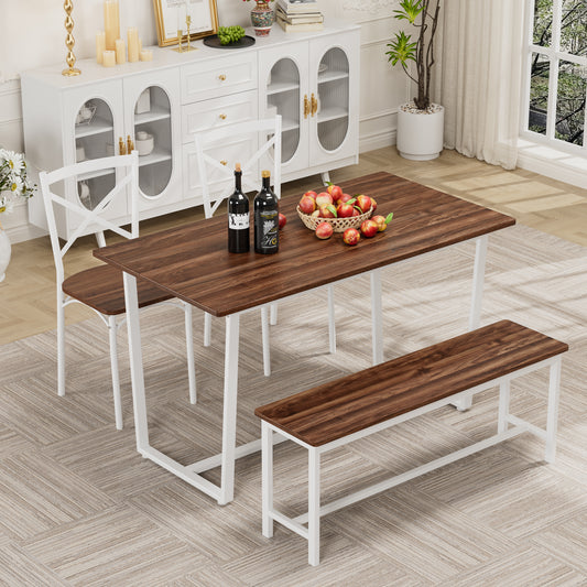 Four-piece set table and chair with backrest, industrial style, solid structure