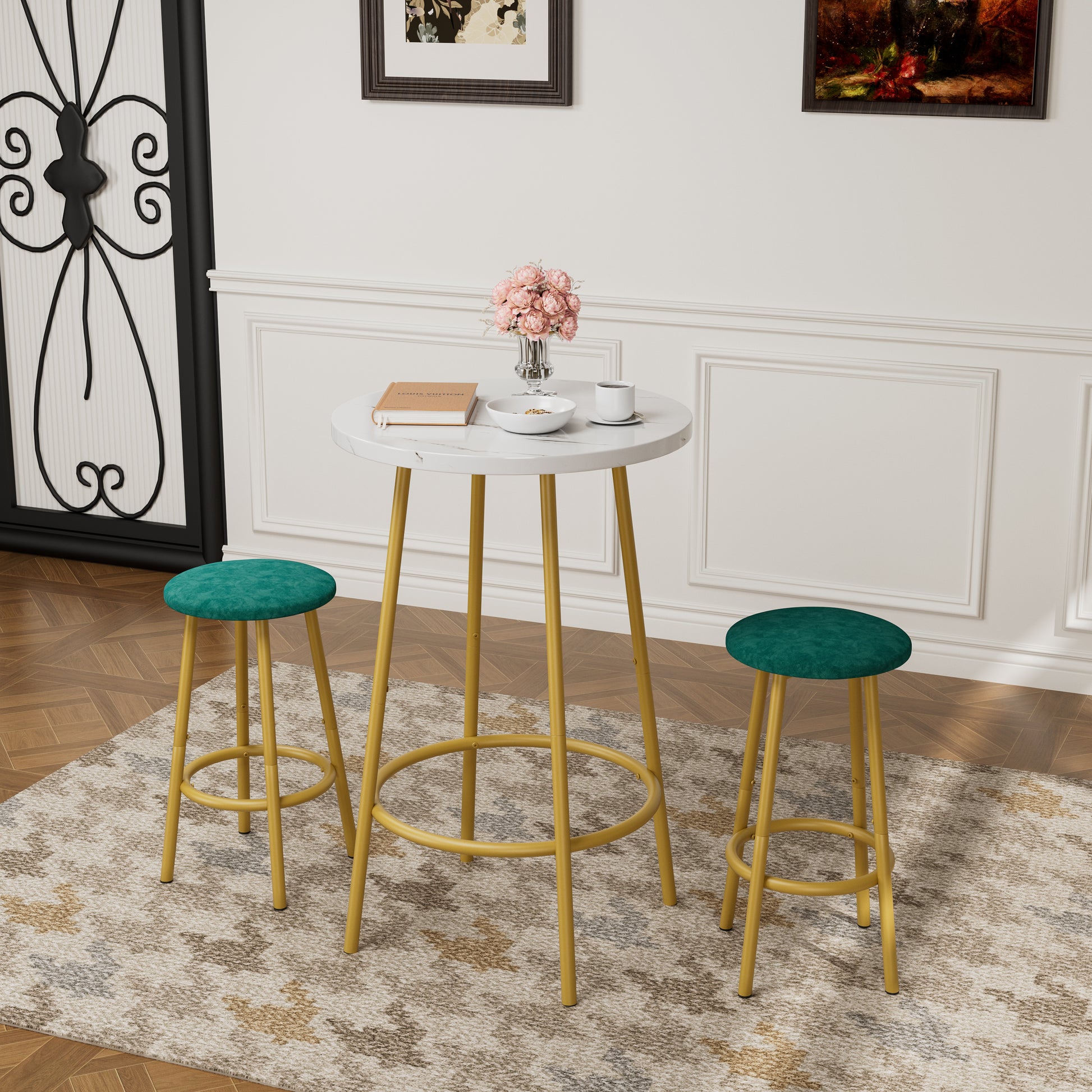 3-Piece Bar Table Set with 2 Bar Stools – Modern Pub Table