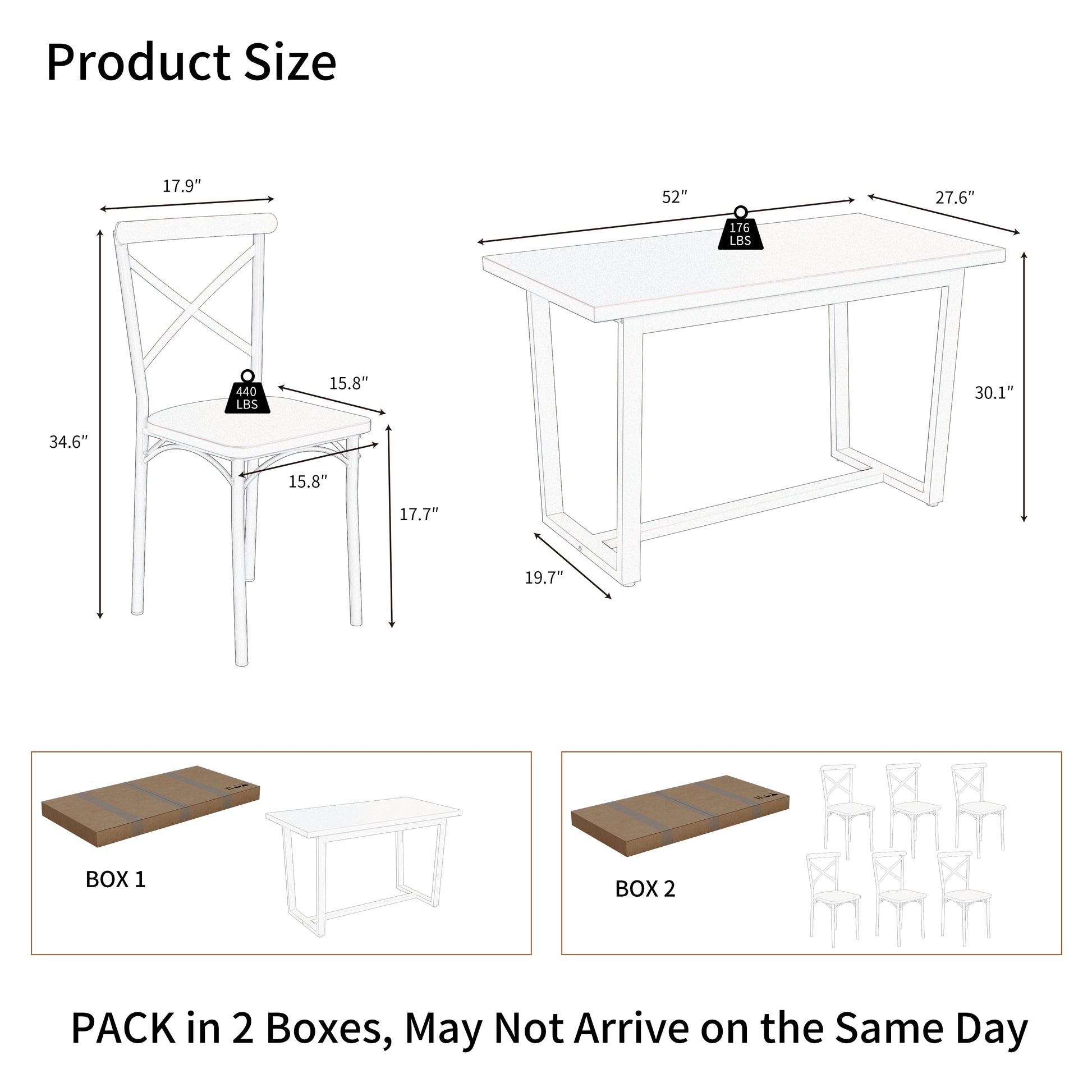 6-Person Brown Dining Table Set with Steel Frame