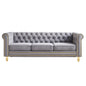 Chesterfield Velvet Sofa 84.65 inch for Living Room Light Grey Color