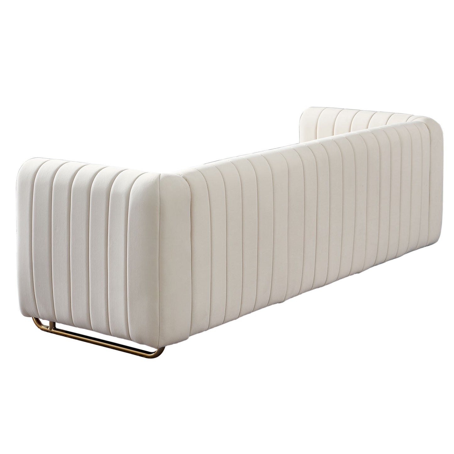 Beige Velvet Sofa Couch - 84'' Modern Style for Living Room