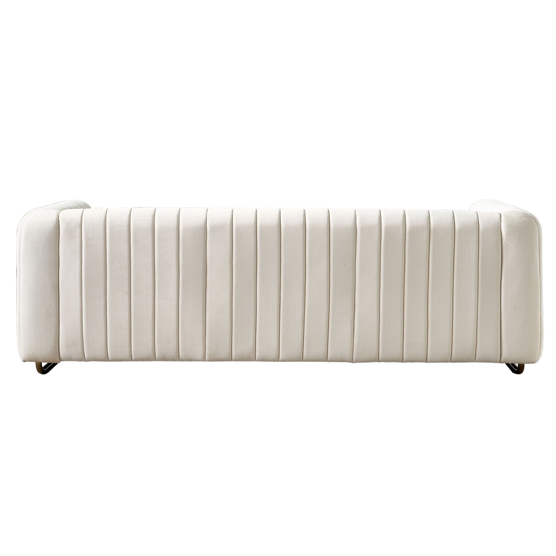 Beige Velvet Sofa Couch - 84'' Modern Style for Living Room