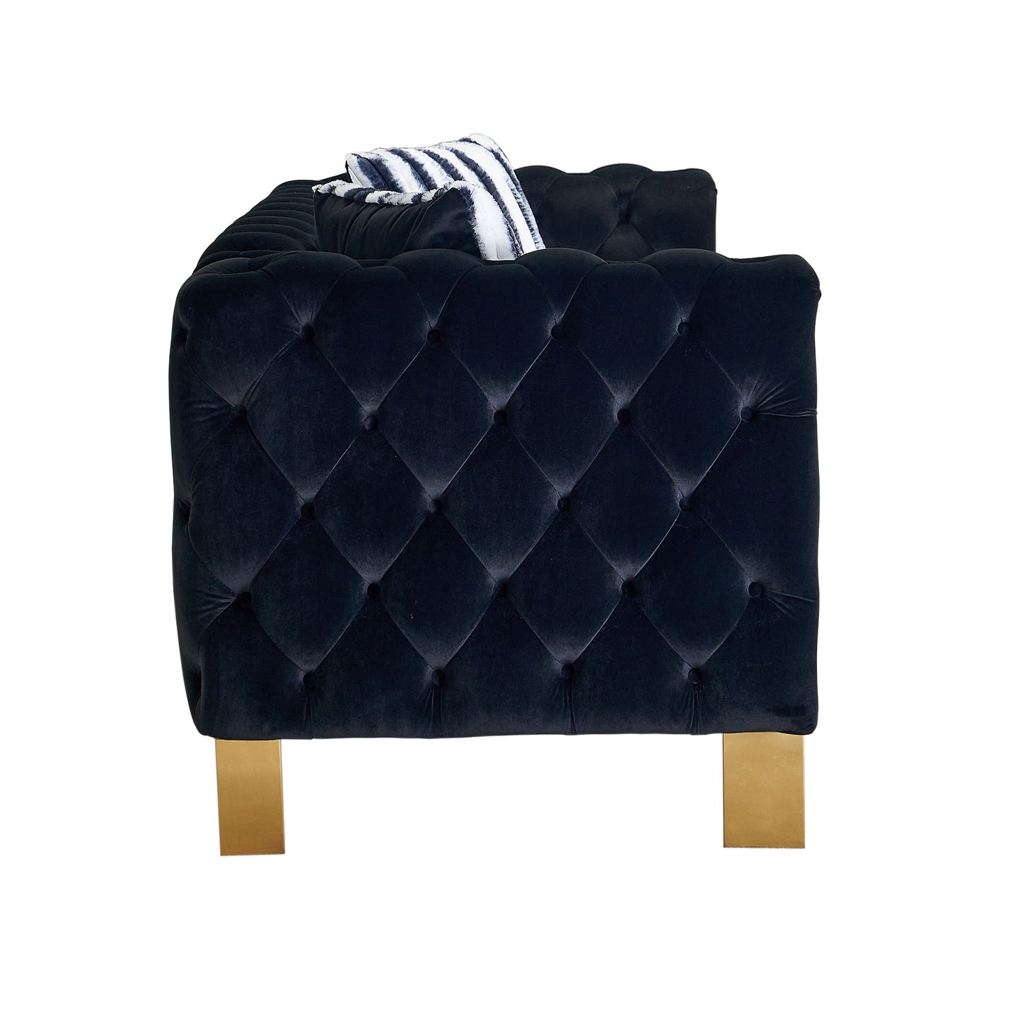 Black Velvet Chesterfield Sofa - 84" Modern Sofa