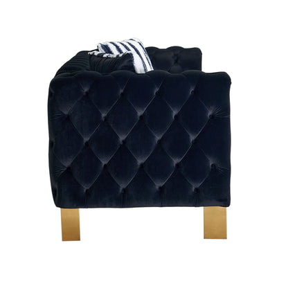 Black Velvet Chesterfield Sofa - 84" Modern Sofa