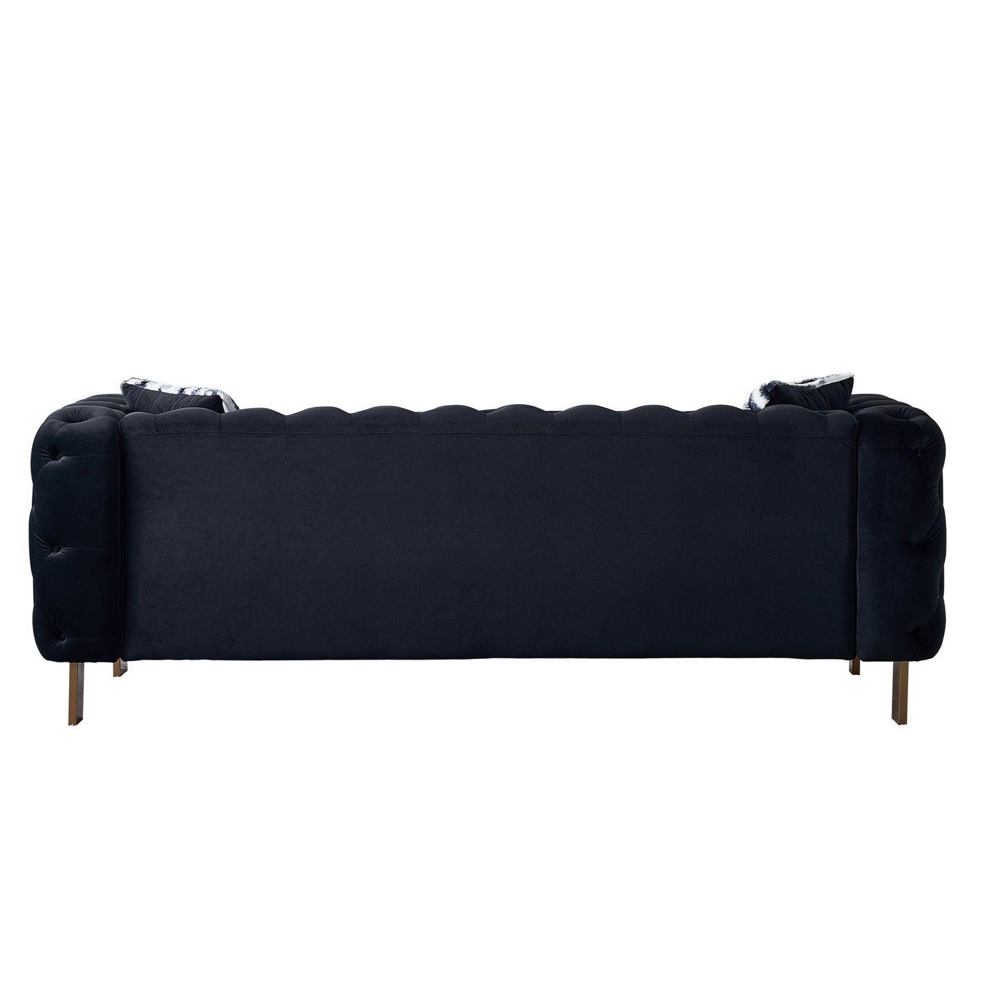 Black Velvet Chesterfield Sofa - 84" Modern Sofa