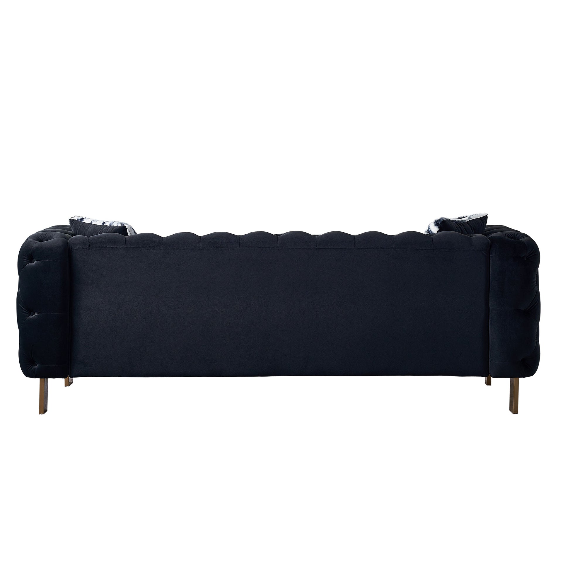 Black Velvet Chesterfield Sofa - 84" Modern Sofa