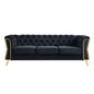Modern Tufted Velvet Sofa 87.4 inch for Living Room Black Color