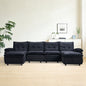 Black Corduroy Sectional Sofa - 4 Seat with Ottomans