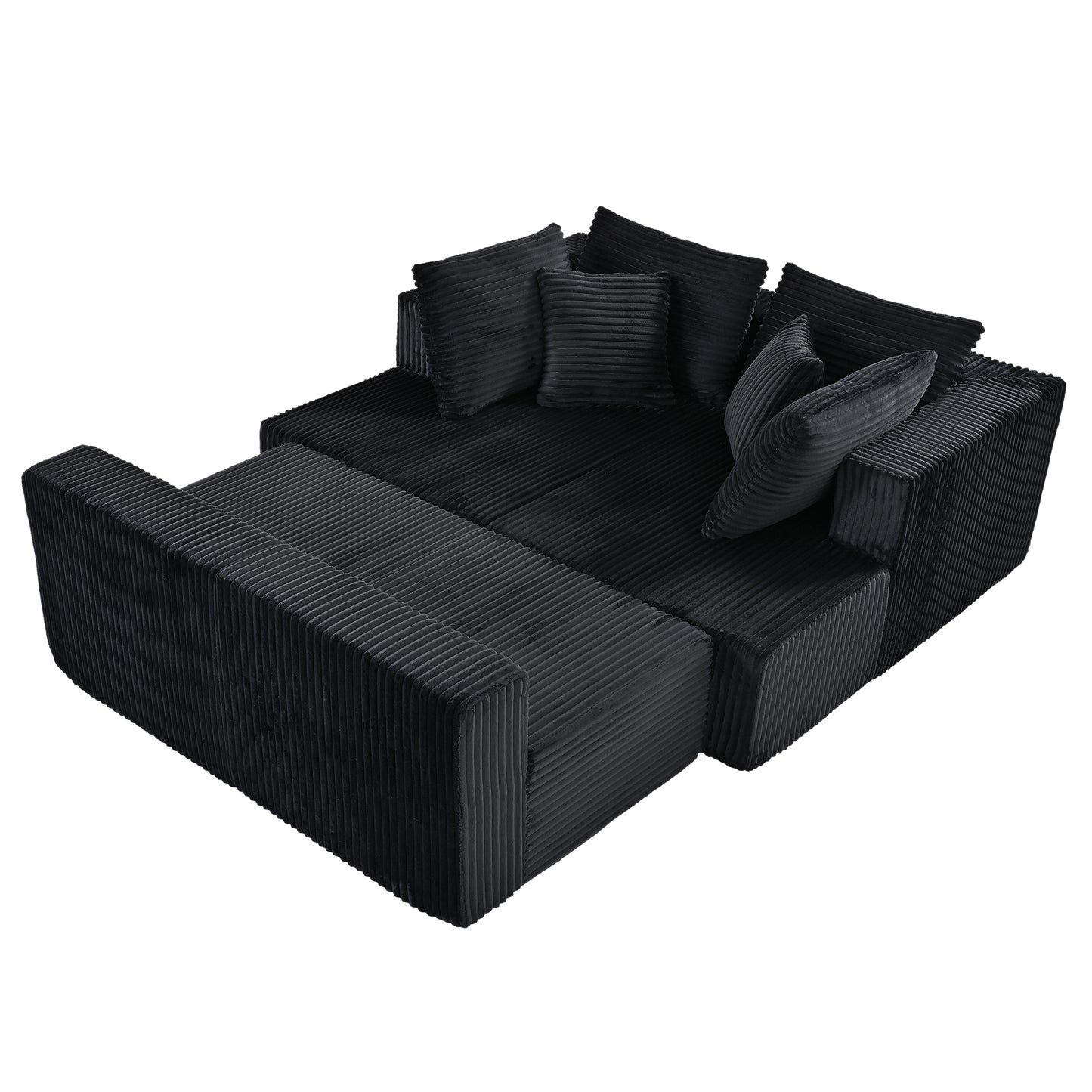 U-Shaped Corduroy Sectional Sofa - 130" Black for Living Room