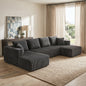 132.1 Inch Modular Sectional Sofa, U-Shaped Corduroy Sofa Couch with Double Chaise, Oversized Deep Seat Cloud Couch for Living Room, Apartment, Gray