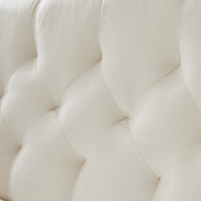 Cream White Velvet 2 Seat Sofa - Small Sofa for Living Room
