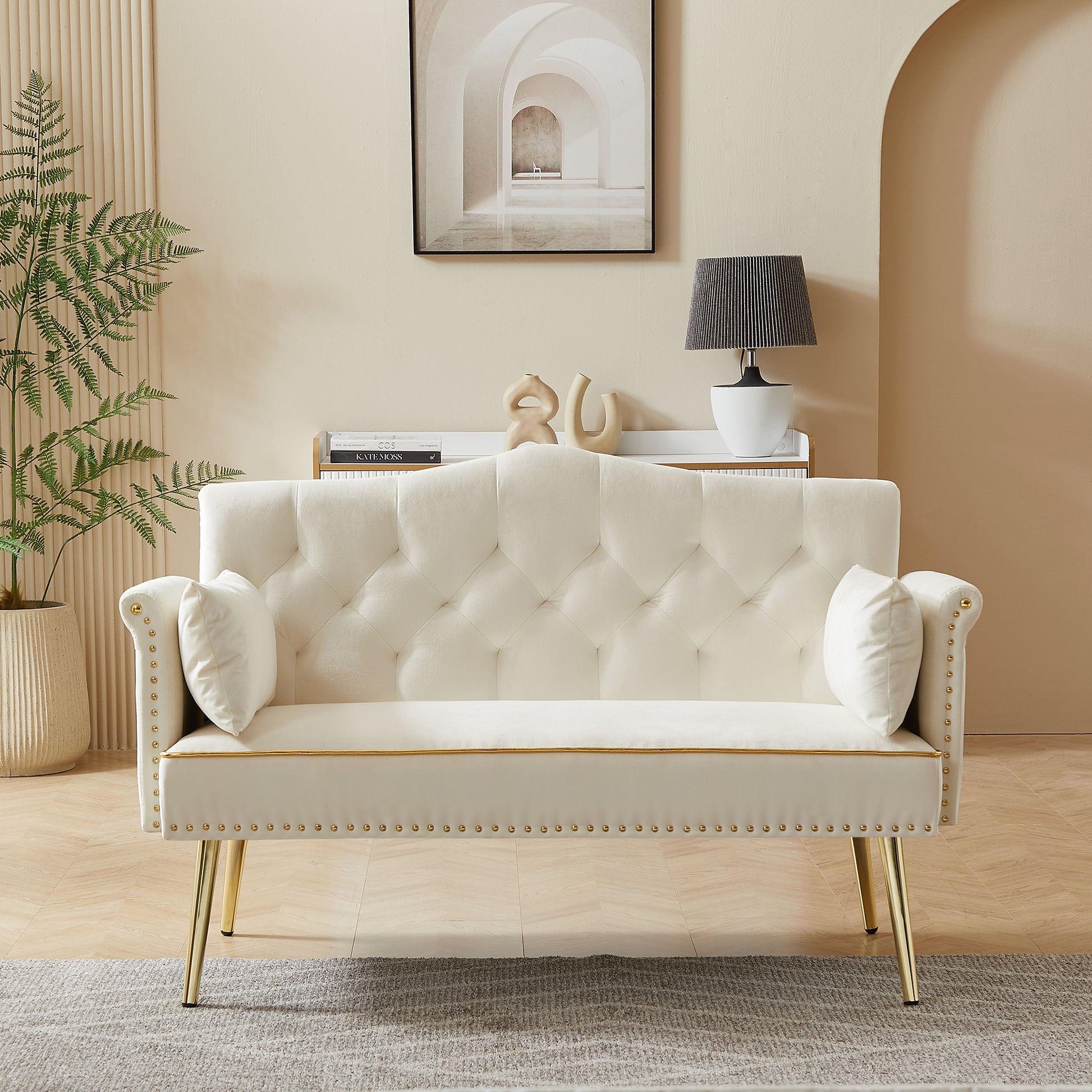 CREAM WHITE  2 SEATER SOFA