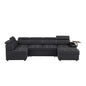 Black Fabric Sectional Sofa with Storage Ottoman