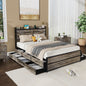 Queen Bed Frame with Storage Headboard and 12 Drawers , Metal Platform Non-Slip Without Noise Mattress Foundation Strong Metal Slats Support,No Box Spring Needed