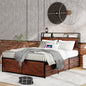 Queen Bed Frame with Storage Headboard and 12 Drawers LED Lights, Metal Platform Non-Slip Without Noise Mattress Foundation Strong Metal Slats Support,No Box Spring Needed