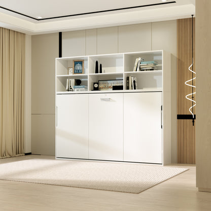 Twin Size Murphy Bed with Storage Shelf - White for Bedroom