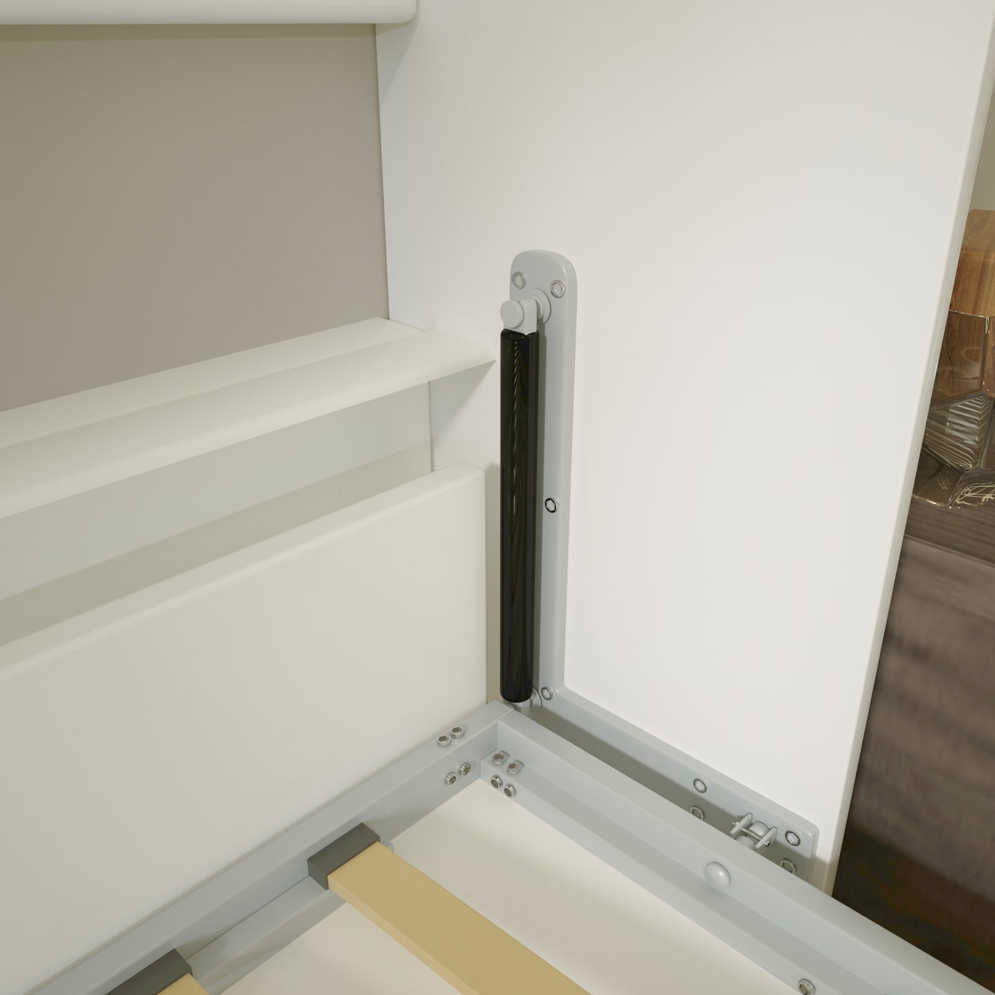 Twin Size Murphy Bed with Storage Shelf - White for Bedroom