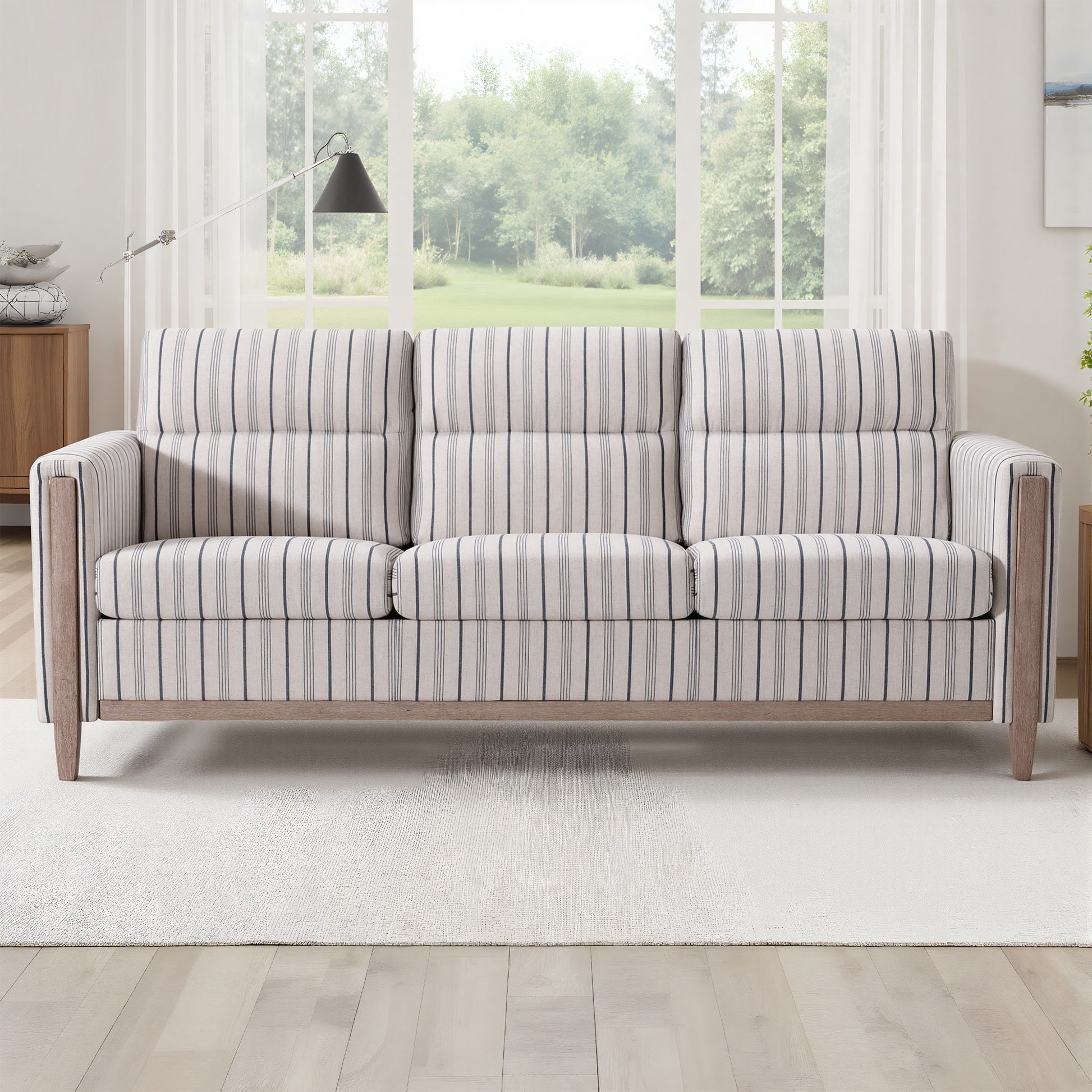 Comfortable Solid Wood Three-Seater Sofa - Soft Cushions, Durable and Long-lasting,79.5" Sofa Couch for Living Room